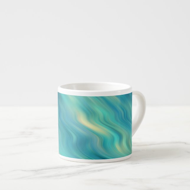 Tasse Expresso Hydrangea bleu texture ondulée (Devant droit)