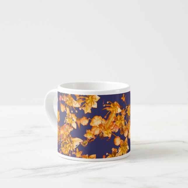 Tasse Expresso hydrangée orange et marine (Devant gauche)