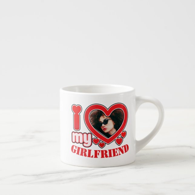 Tasse Expresso I Love My Girlfriend Photo Texte personnalisé (Droite)