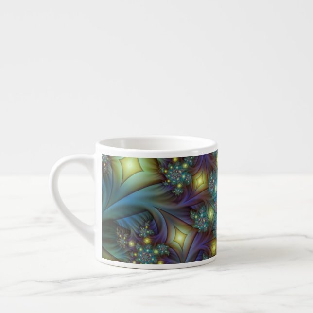 Tasse Expresso Illuminé Abstrait brillant Turquoise violet Fracta (Gauche)