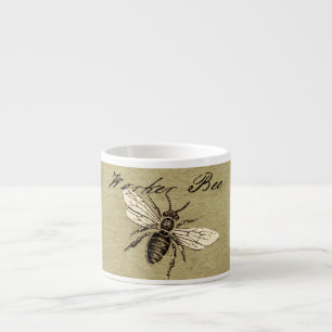 Tasse Expresso Illustration Antique d'Abeille Ouvrière Insecte Vi