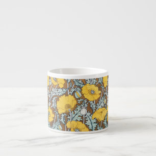 Tasse Expresso Illustration Art Nouveau Poppy Fleur Jaune