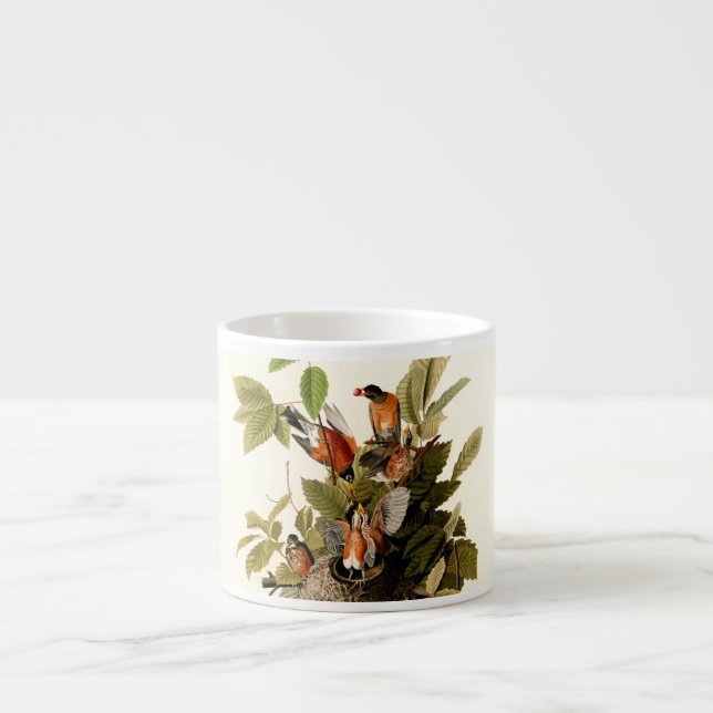 Tasse Expresso Illustration Audubon American Robin Wildlife Bird (Devant)