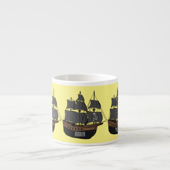 Tasse Expresso Illustration de bateau pirate (Devant)