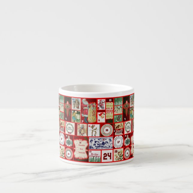 Tasse Expresso Illustration de bloc de Noël carré d'Avent Art (Devant)