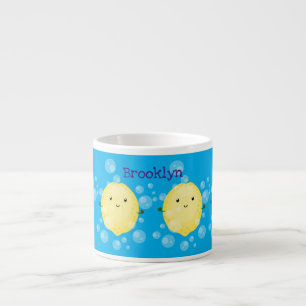 Tasse Expresso Illustration de bulles de caricatures de citron mo