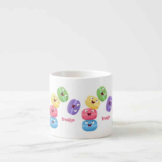 Tasse Expresso Illustration de caricature de macarons marrant mig (Devant)