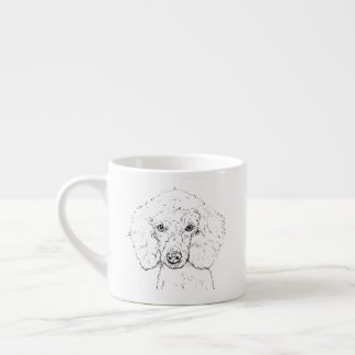 Tasse Expresso Illustration de chien caniche mignon, dessinée à l