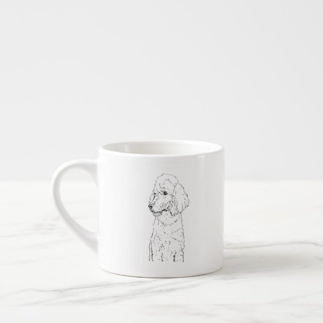 Tasse Expresso Illustration de Chien Caniche Standard - Art à l'E (Gauche)