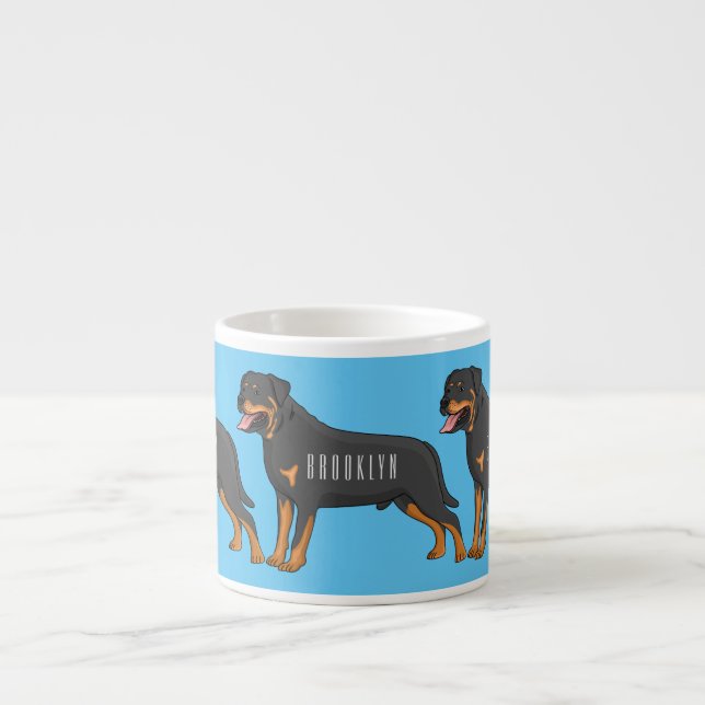 Tasse Expresso Illustration de chien Rottweiler (Devant)