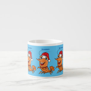 Tasse Expresso Illustration de crevette de Noël heureuse et migno