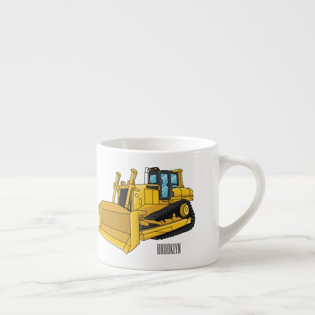 Tasse Expresso Illustration de dessin animé Bulldozer (Droite)