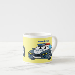 Tasse Expresso Illustration de dessin animé de voiture de police 