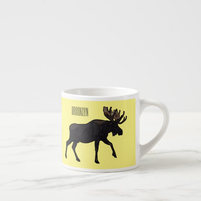 Tasse Expresso illustration de dessin animé d'orignal (Droite)