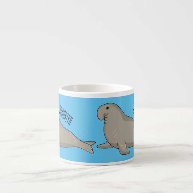 Tasse Expresso Illustration de dessin de phoque éléphant (Devant)