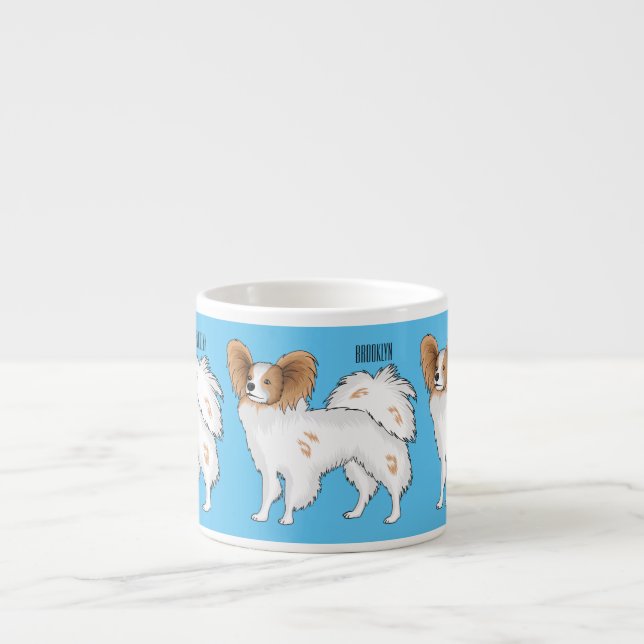 Tasse Expresso Illustration de dessin pour chien de Papillon (Devant)