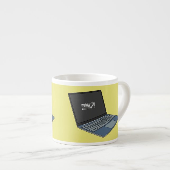 Tasse Expresso Illustration de dessin sur ordinateur portable (Devant droit)