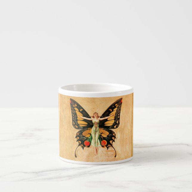 Tasse Expresso Illustration de femme de Leyendecker papillon Flap (Devant)