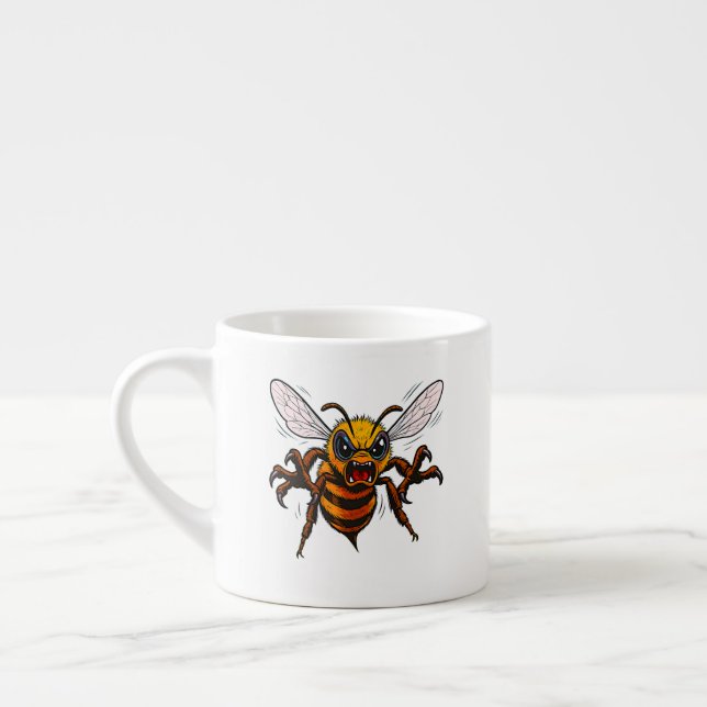 Tasse Expresso Illustration de guêpe agressive en dessin animé (Gauche)