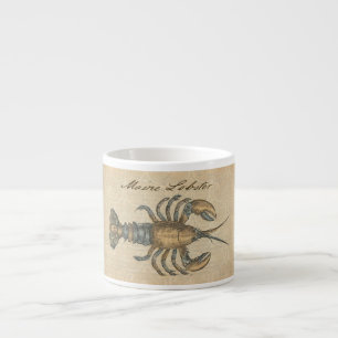 Tasse Expresso Illustration de homard vintage : damas côtier