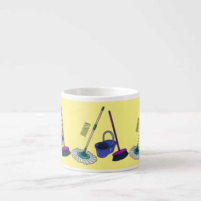 Tasse Expresso Illustration de la bande dessinée Broom & mop (Devant)