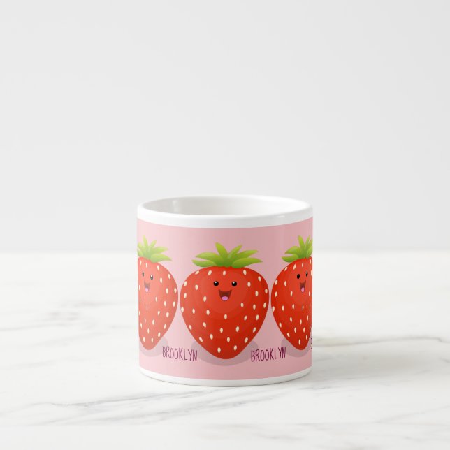 Tasse Expresso Illustration de la fraise Cute kawaii (Devant)
