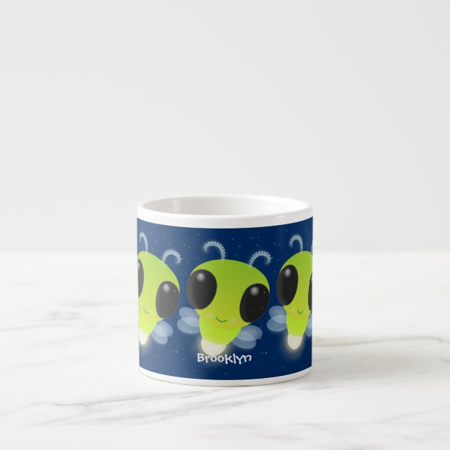 Tasse Expresso Illustration de la luciole vert mou (Devant)