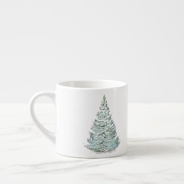 Tasse Expresso Illustration de l'épinette couverte de neige (Gauche)