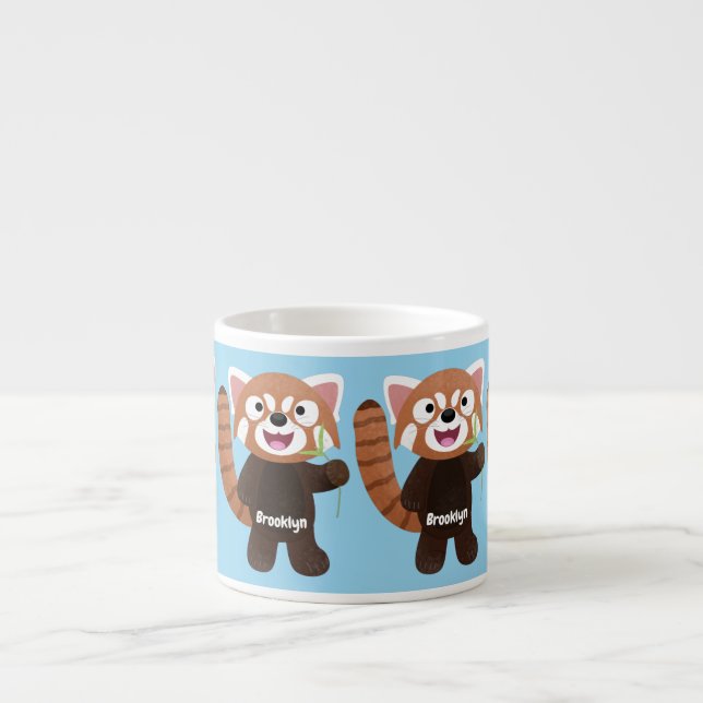 Tasse Expresso Illustration de panda rouge mignon (Devant)