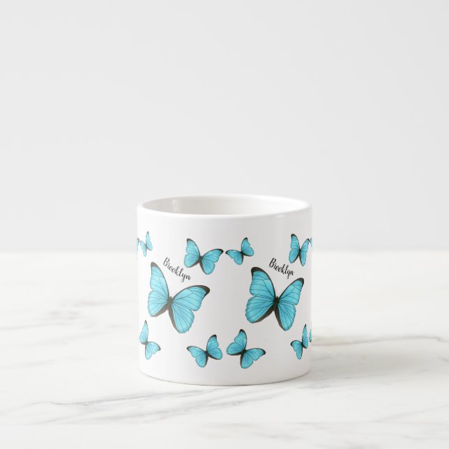 Tasse Expresso Illustration de papillons Morpho (Devant)