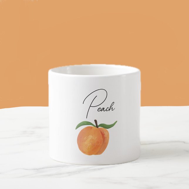 Tasse Expresso Illustration de pêche peinte mignonne  (Créateur téléchargé)