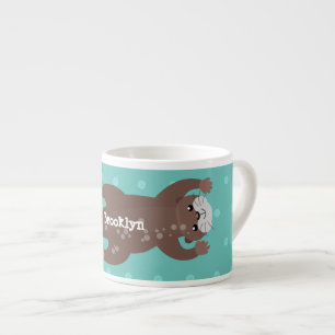 Tasse Expresso Illustration de plongée de loutre mignonne