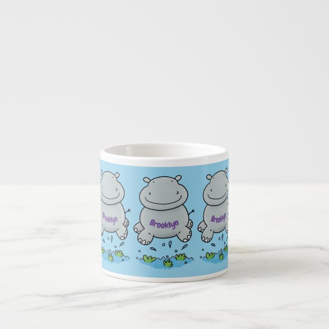 Tasse Expresso Illustration de saut en hippo mignon (Devant)