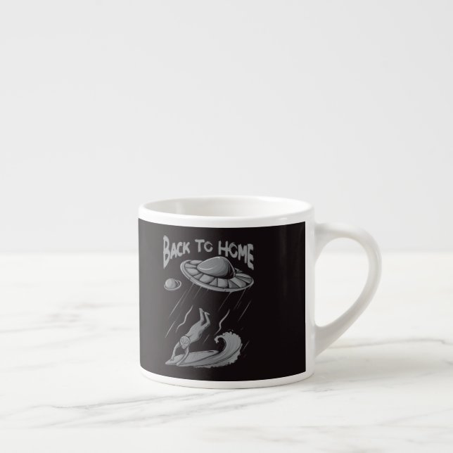Tasse Expresso Illustration de surf pour alien avec retour à la m (Droite)