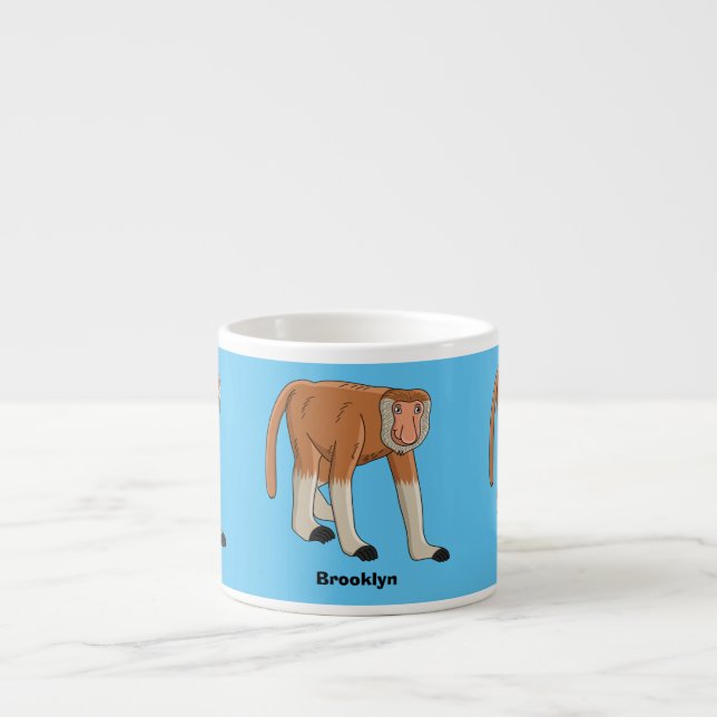 Tasse Expresso Illustration drôle de singe proboscis (Devant)