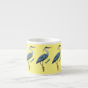 Tasse Expresso Illustration du grand héron bleu