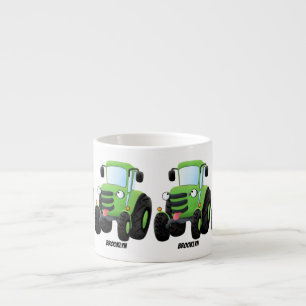Tasse Expresso Illustration du joli joyeux tracteur agricole vert