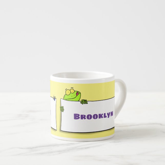 Tasse Expresso Illustration du panneau de grenouille verte mignon (Devant droit)