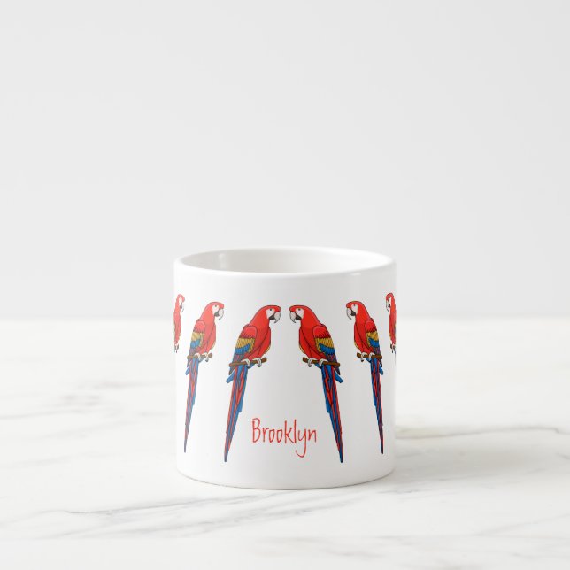 Tasse Expresso Illustration du perroquet de macaw Scarlet (Devant)