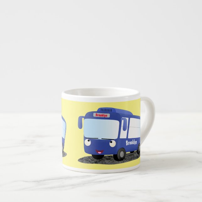 Tasse Expresso Illustration d'un bus moderne bleu mignon (Devant droit)
