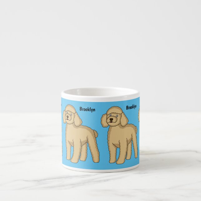 Tasse Expresso Illustration d'un caniche brun joyeux (Devant)