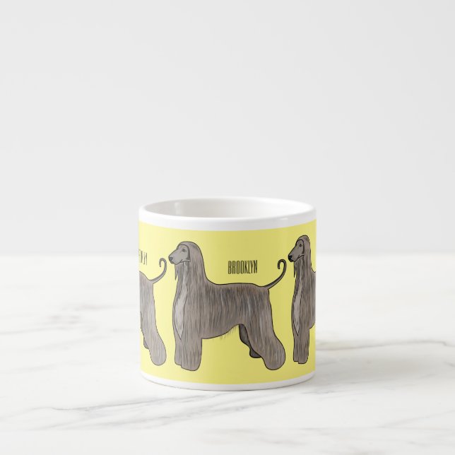 Tasse Expresso Illustration d'un chien hound afghan (Devant)