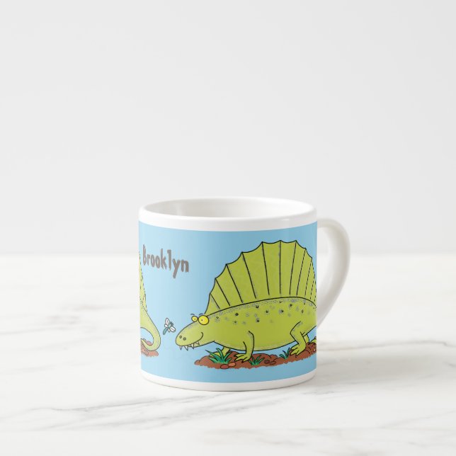 Tasse Expresso Illustration d'un dimétrodon vert mignon (Devant droit)