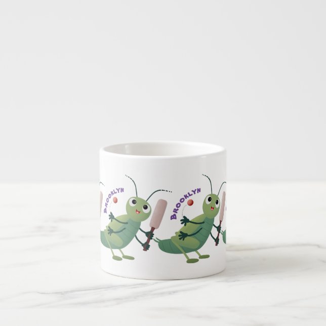 Tasse Expresso Illustration d'un insecte du cricket vert mou (Devant)