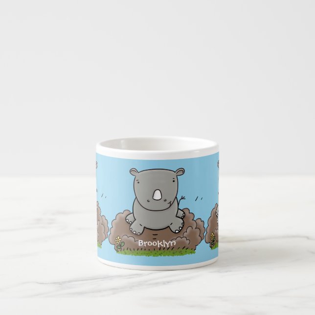 Tasse Expresso Illustration d'un petit rhinocéros (Devant)
