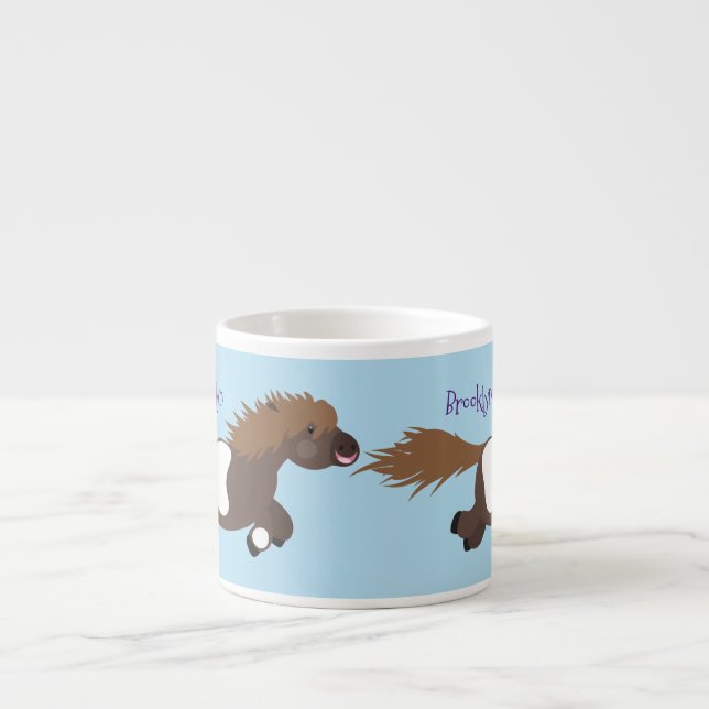 Tasse Expresso Illustration d'un poney de Shetland mignon (Devant)