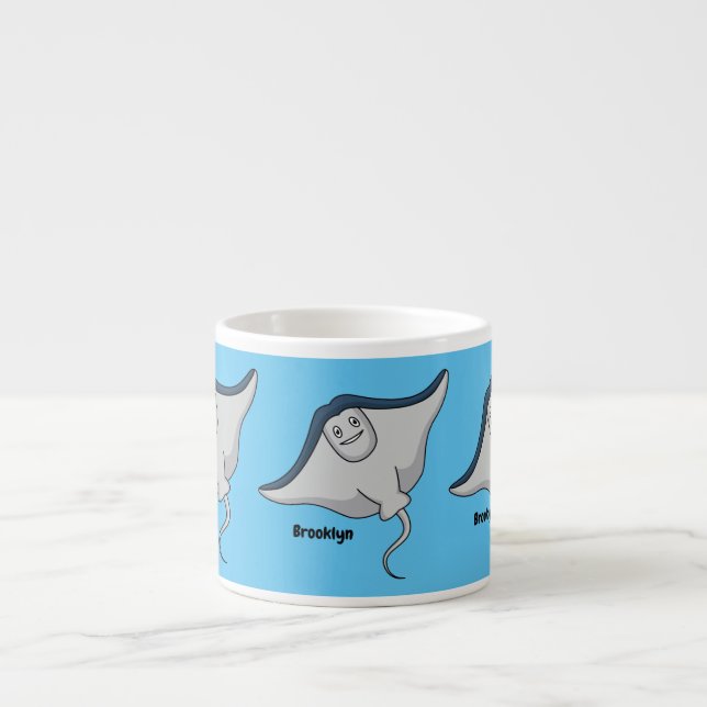 Tasse Expresso Illustration d'une caricature de poisson stingray (Devant)