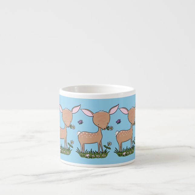 Tasse Expresso Illustration d'une jolie dessin de cerf de bébé he (Devant)