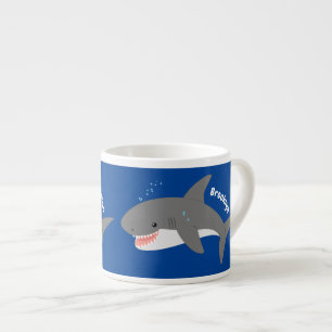 Tasse Expresso Illustration joyeuse du grand requin blanc