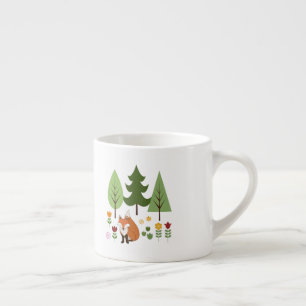 Tasse Expresso Illustration Scandinave Style Fox Flowers Arbres